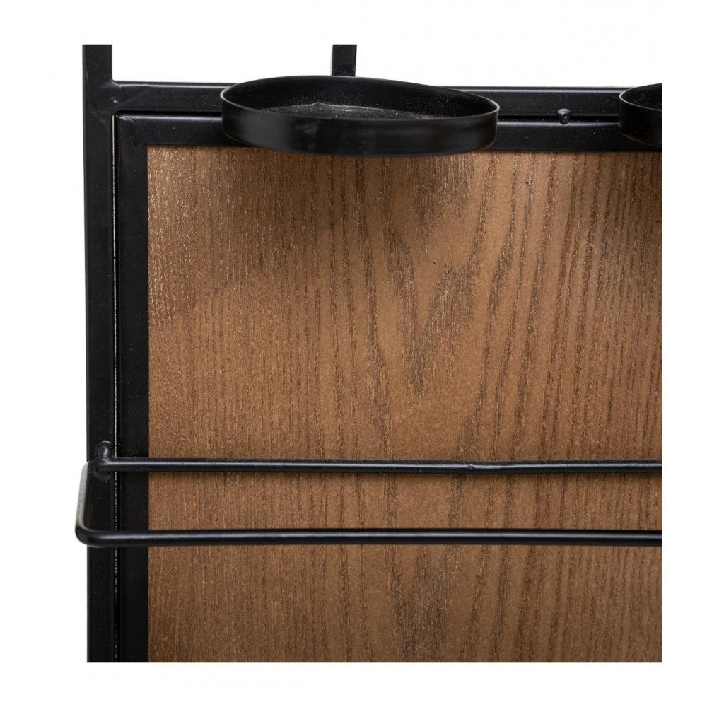 Suport 4 sticle vin Bachus, otel, lemn, 30x10x90 cm