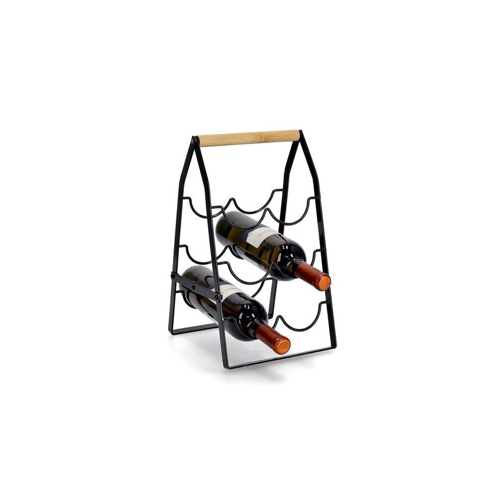 Suport 6 sticle vin Zeller Orburg, metal, negru, 22 x 23 x 37.5 cm