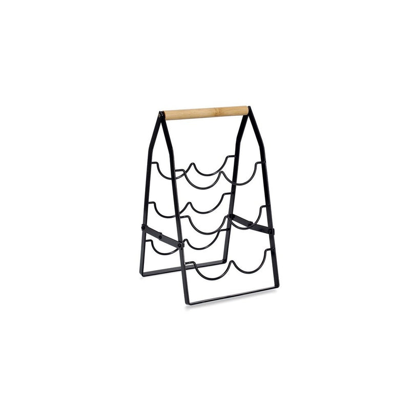 Suport 6 sticle vin Zeller Orburg, metal, negru, 22 x 23 x 37.5 cm