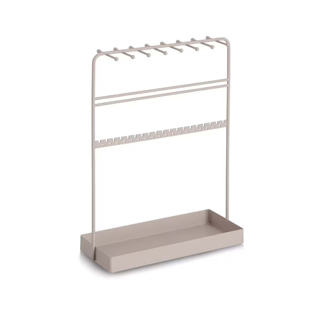 Suport bijuterii Atlanta, metal, gri, 24 × 10 × 33 cm