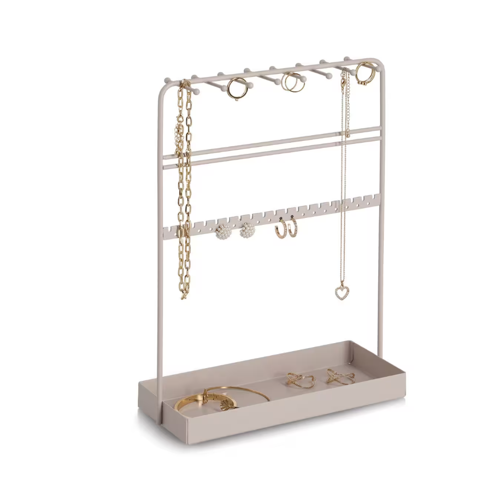 Suport bijuterii Atlanta, metal, gri, 24 × 10 × 33 cm