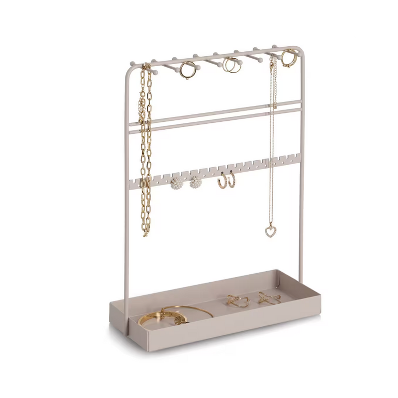 Suport bijuterii Atlanta, metal, gri, 24 × 10 × 33 cm