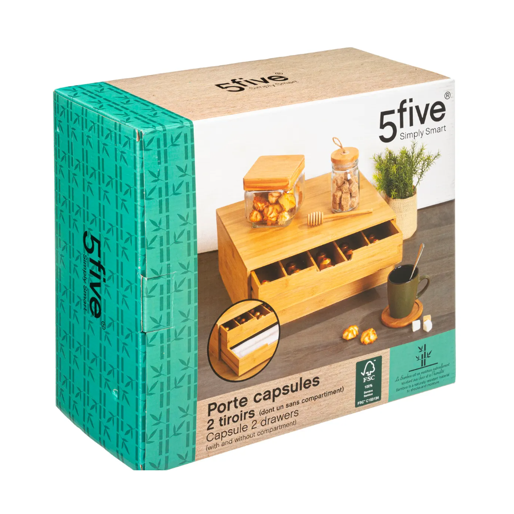 Suport capsule cafea bambus MAXI 2, 2 nivele, 34 x 31 x H 14.5 cm