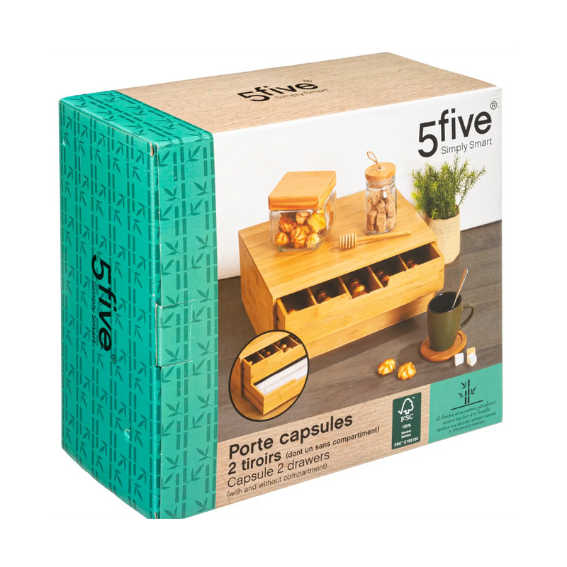 Suport capsule cafea bambus MAXI 2, 2 nivele, 34 x 31 x H 14.5 cm