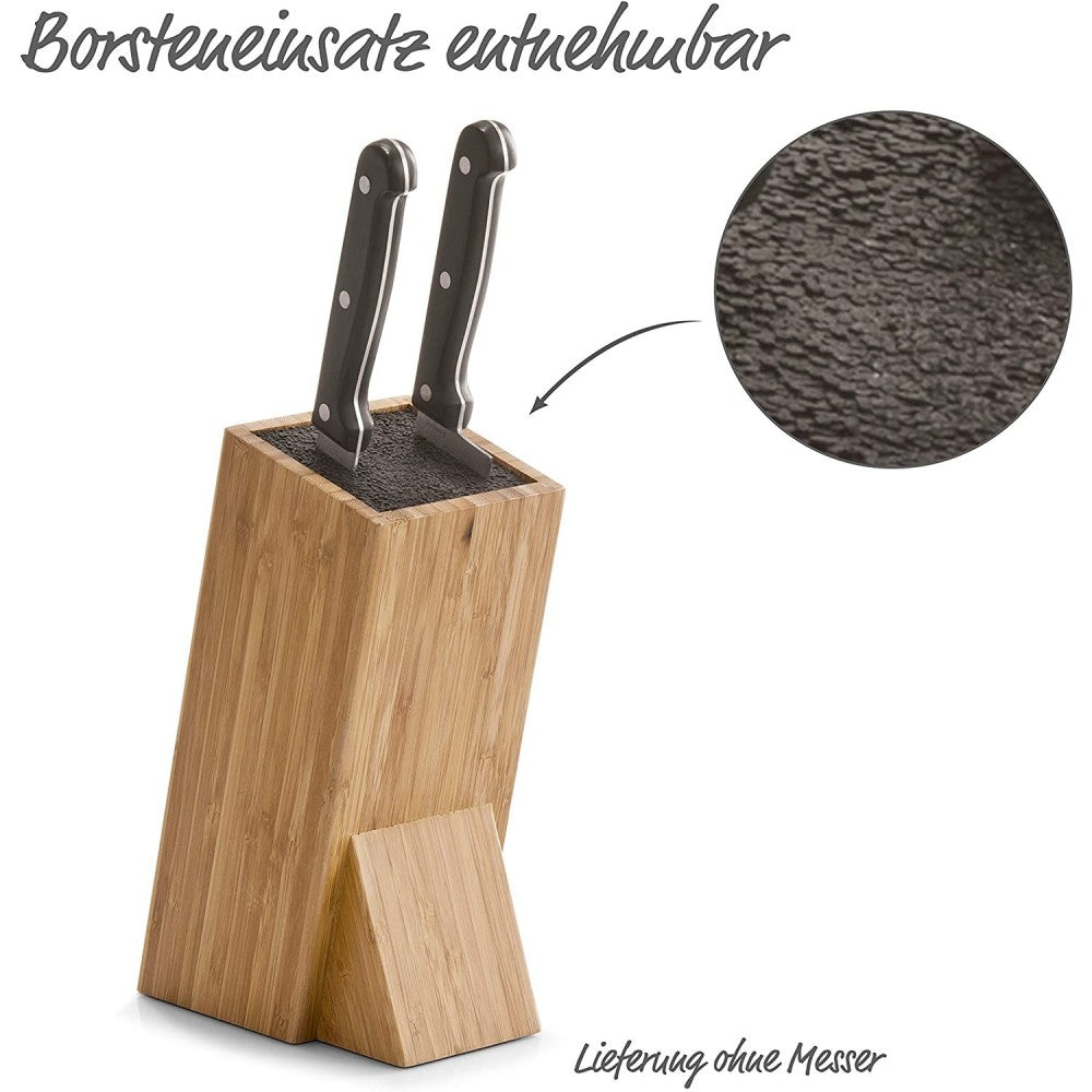 Suport cutite bambus, interior paie din plastic, 9,5 x 15 x 23,5 cm