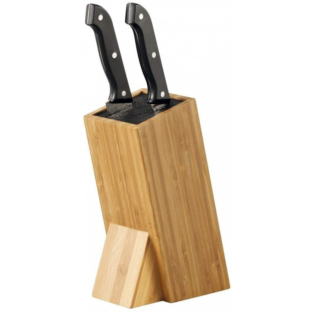 Suport cutite bambus, interior paie din plastic, 9,5 x 15 x 23,5 cm