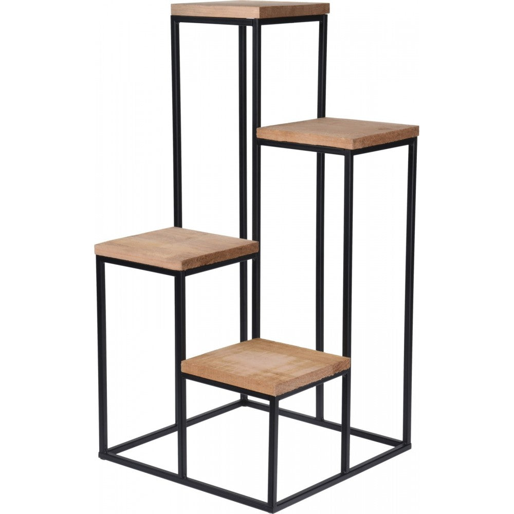 Suport ghivece Quattro, metal, lemn, 34x34x67 cm-HX9100300