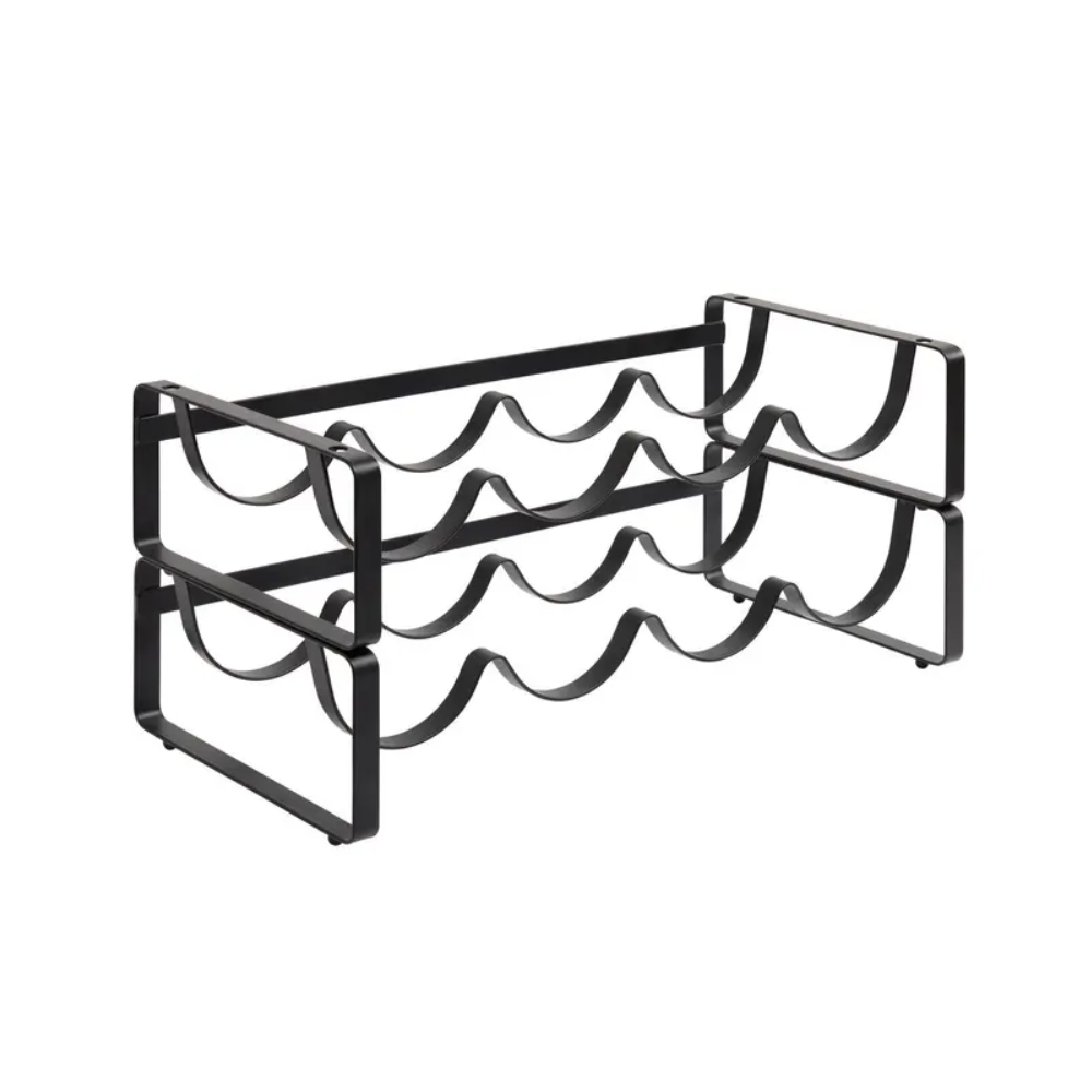 Suport 8 sticle de vin Metaxery, metal, negru, 41,4 x 20,2 x H 20 cm