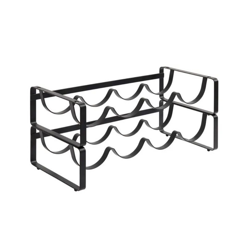 Suport 8 sticle de vin Metaxery, metal, negru, 41,4 x 20,2 x H 20 cm