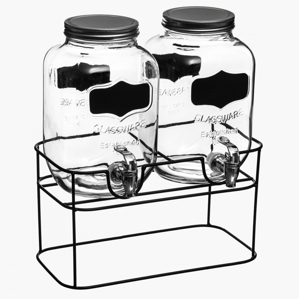 Set 2 recipiente limonada Elty, sticla, metal, 2 x 4 litri