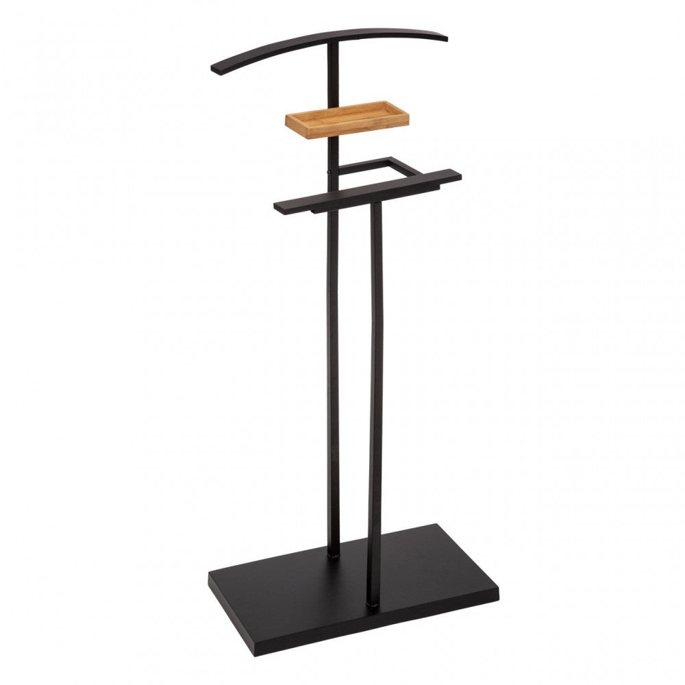 Suport haine Valet, bambus si otel, 45 x 22 x 115 cm