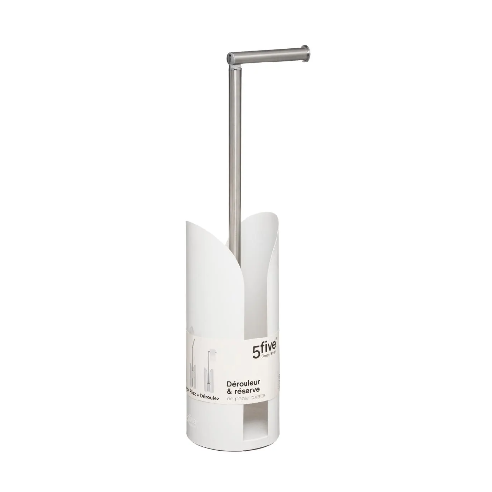 Suport hartie igienica White Mi, otel, 15 x 15 x H 59 cm