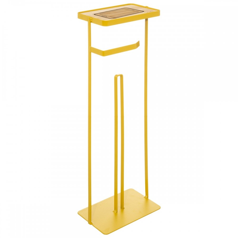 Suport hartie igienica Handy, metal, galben, 18 x 12 x 59 cm