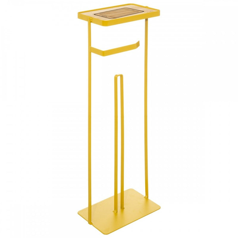 Suport hartie igienica Handy, metal, galben, 18 x 12 x 59 cm
