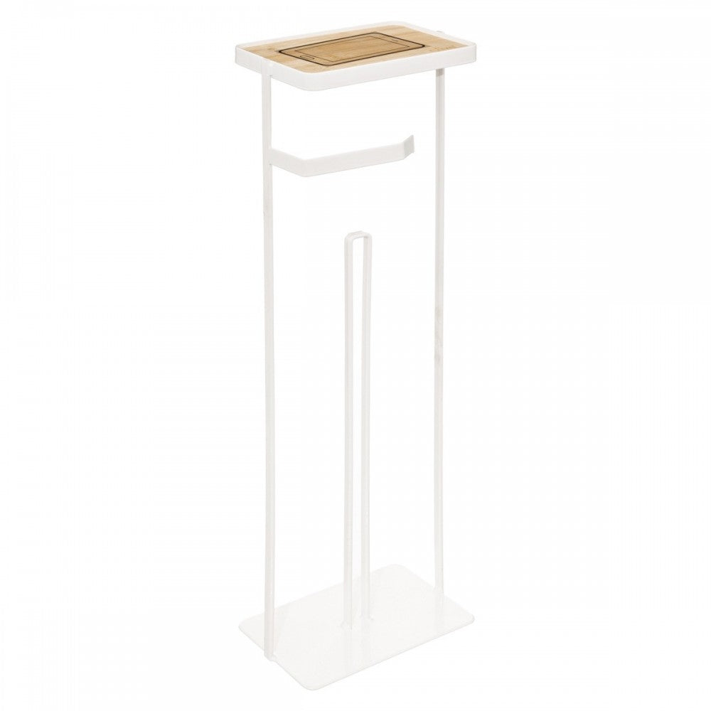 Suport hartie igienica Handy, metal, alb, 18 x 12 x 59 cm