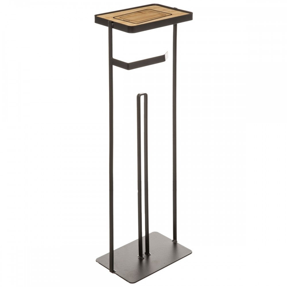 Suport hartie igienica Handy, metal, negru, 18 x 12 x 59 cm