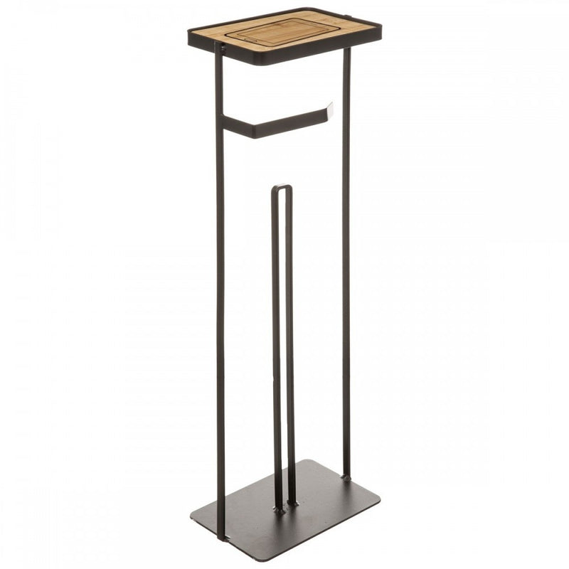 Suport hartie igienica Handy, metal, negru, 18 x 12 x 59 cm