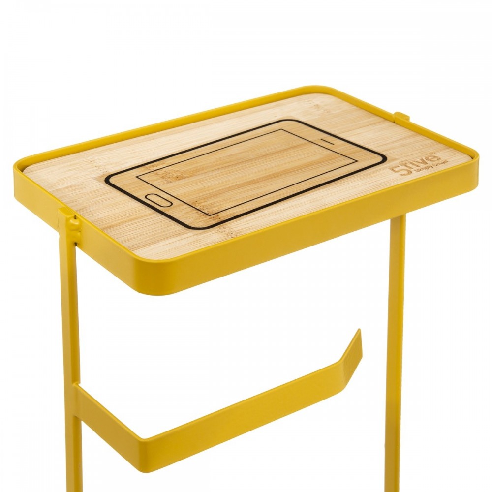 Suport hartie igienica Handy, metal, galben, 18 x 12 x 59 cm