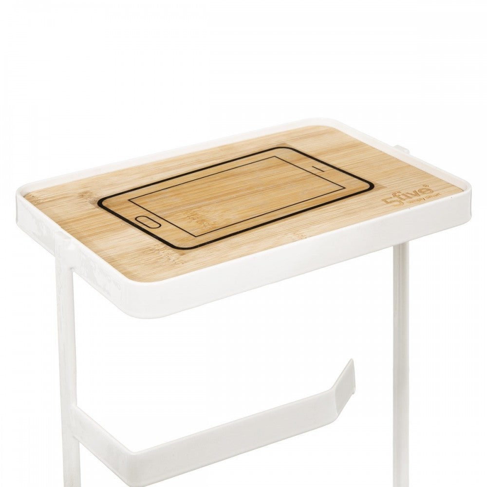 Suport hartie igienica Handy, metal, alb, 18 x 12 x 59 cm