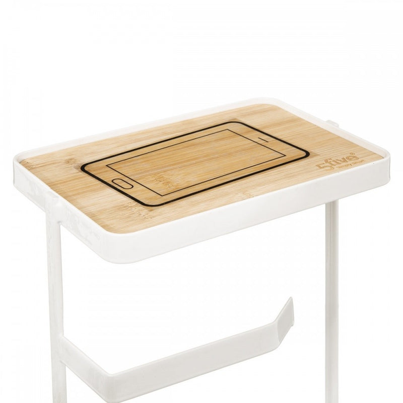 Suport hartie igienica Handy, metal, alb, 18 x 12 x 59 cm