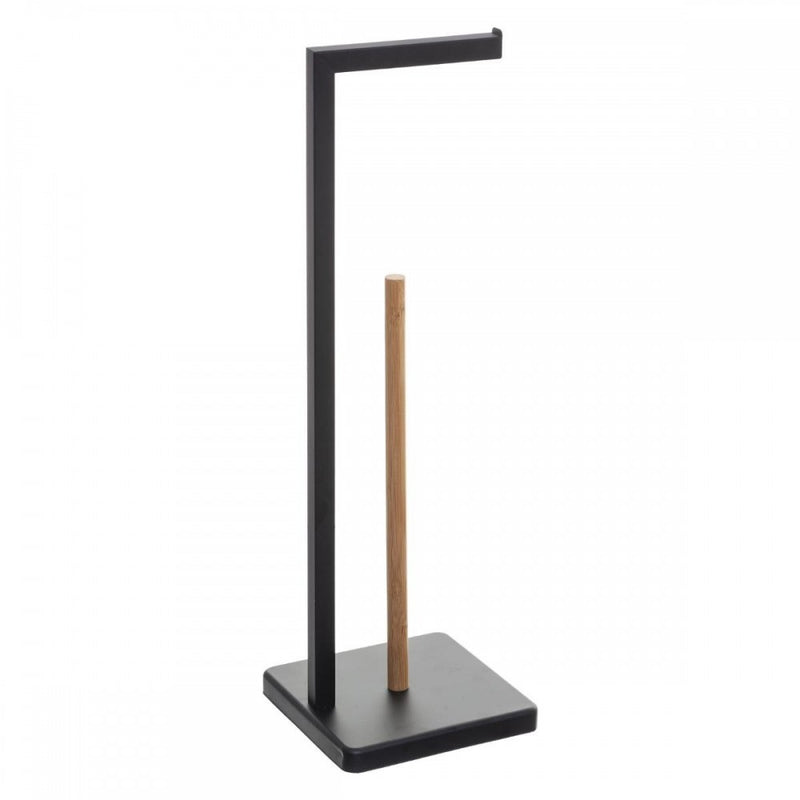 Suport hartie igienica Natureo, bambus, otel, 20 x 20 x 64.5 cm