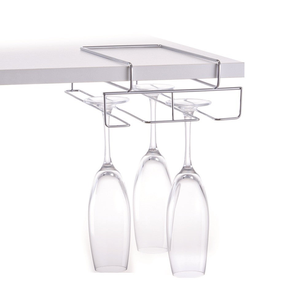 Suport scurgator pahare cu picior, otel cromat, 18.5 x 28 x 7.5 cm