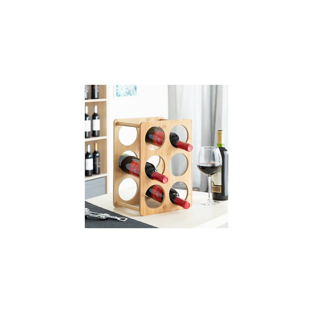 Suport pentru 6 sticle bambus Egony, 35x24x18.5 cm