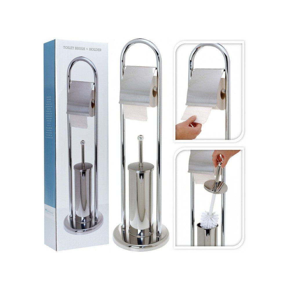 Suport perie si hartie Classico, otel cromat, H 80 cm, KO-C80410050