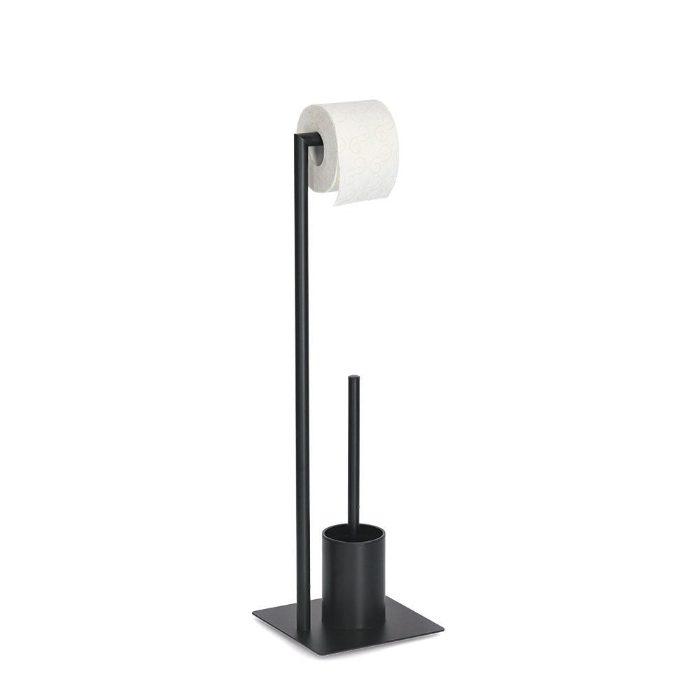 Suport perie si hartie toaleta Grondh, metal, negru, 20 x 20 x 70 cm
