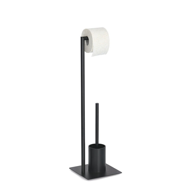 Suport perie si hartie toaleta Grondh, metal, negru, 20 x 20 x 70 cm