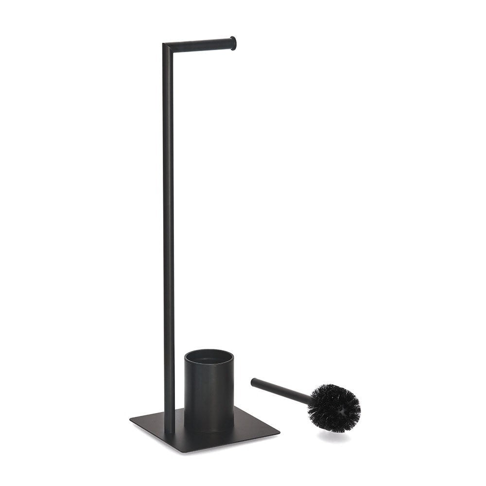 Suport perie si hartie toaleta Grondh, metal, negru, 20 x 20 x 70 cm