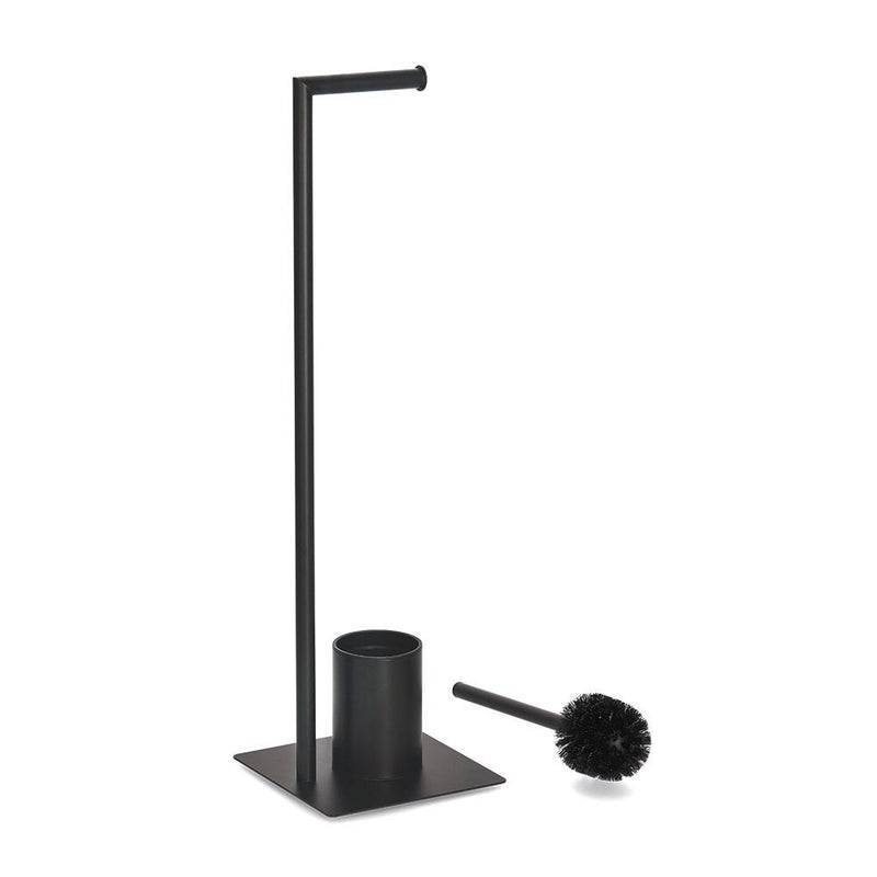 Suport perie si hartie toaleta Grondh, metal, negru, 20 x 20 x 70 cm