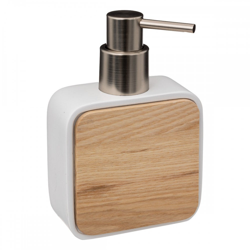Dispenser sapun lichid Resin Natureo, polimer, lemn, 9.8 x 5 x H 14.7 cm
