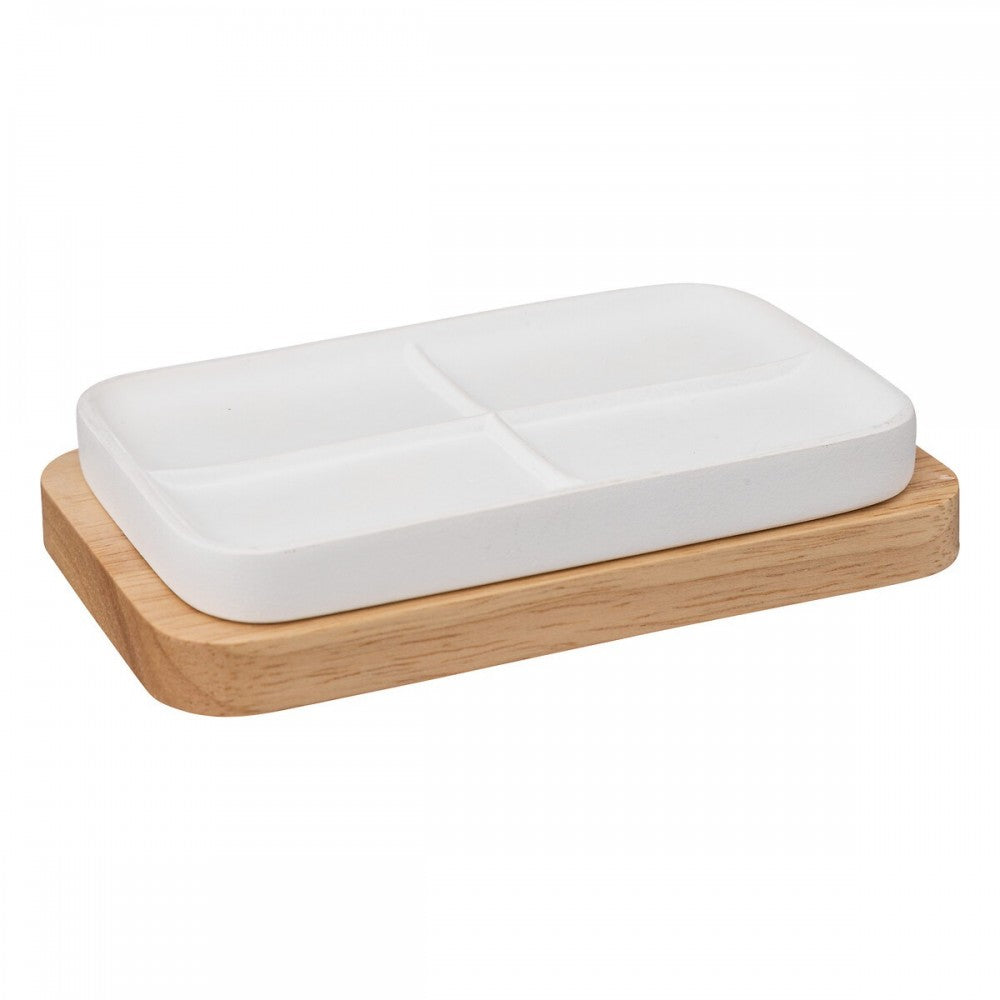 Sapuniera Resin Natureo, polimer, lemn, 13.2 x 8.6 x H 2.7 cm