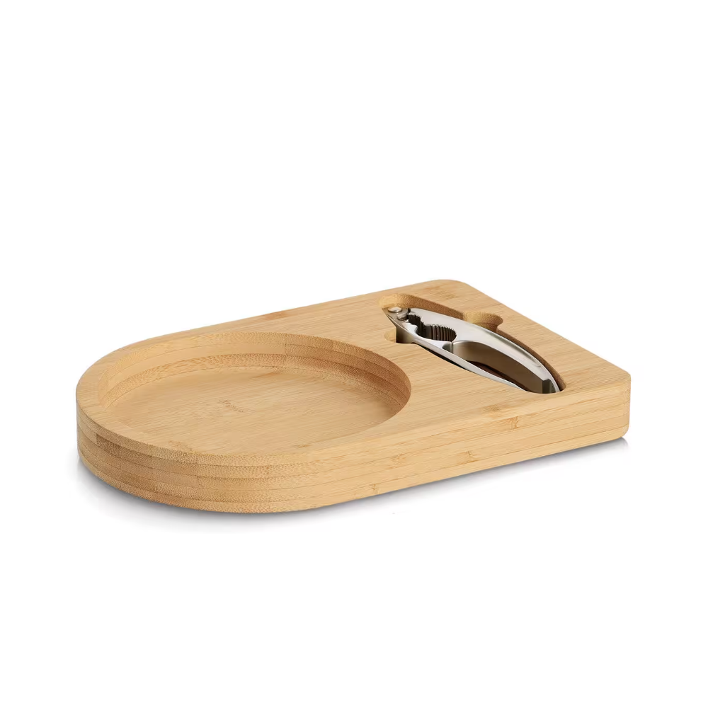 Suport platou bambus si spargator nuci, 26 x 17.5 x 3 cm