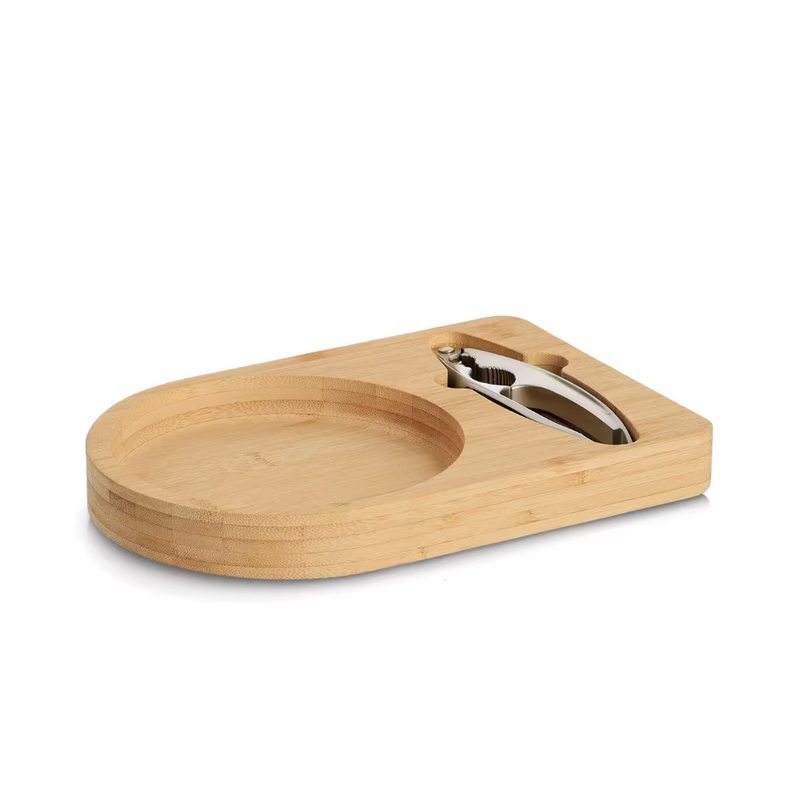 Suport platou bambus si spargator nuci, 26 x 17.5 x 3 cm