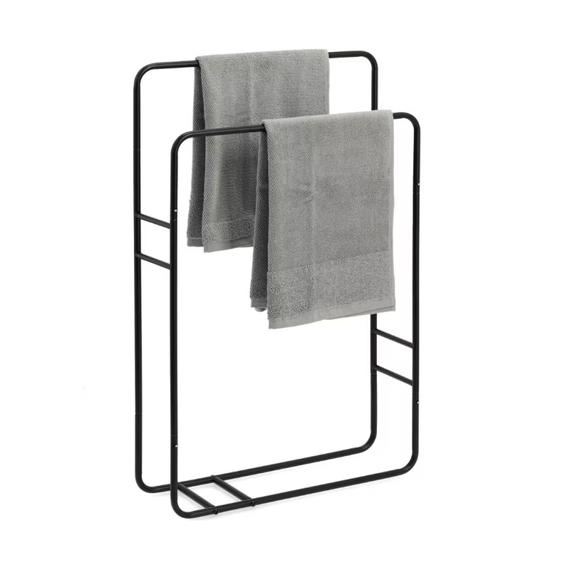 Suport prosoape Quad, metal, negru, 48.5 × 15 × 77 cm