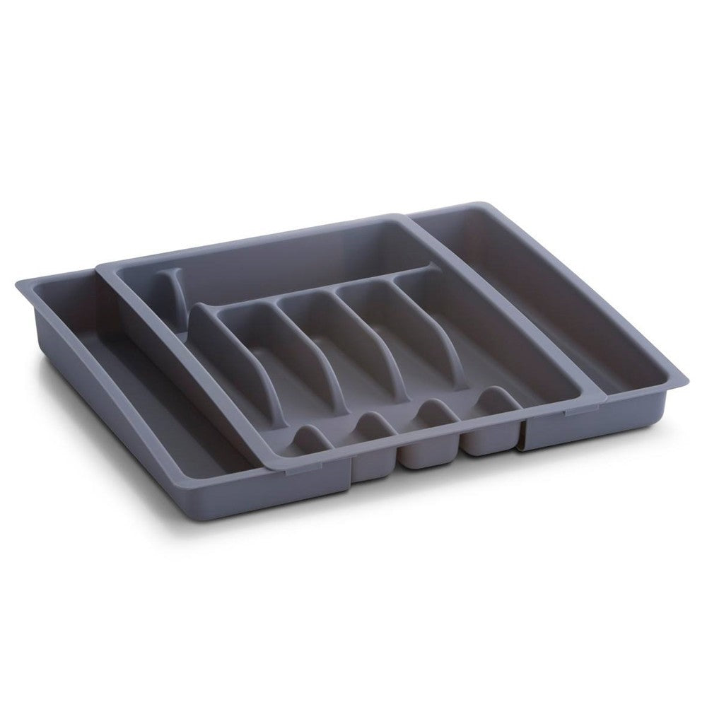 Suport tacamuri extensibil Zeller, plastic, gri, 29-50x38x6.5 cm