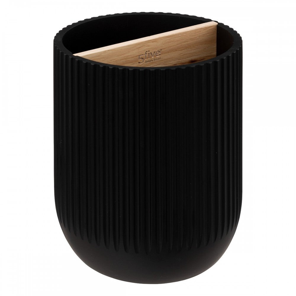 Suport ustensile Blackwood, rasina, negru, 13 x H 17.8 cm