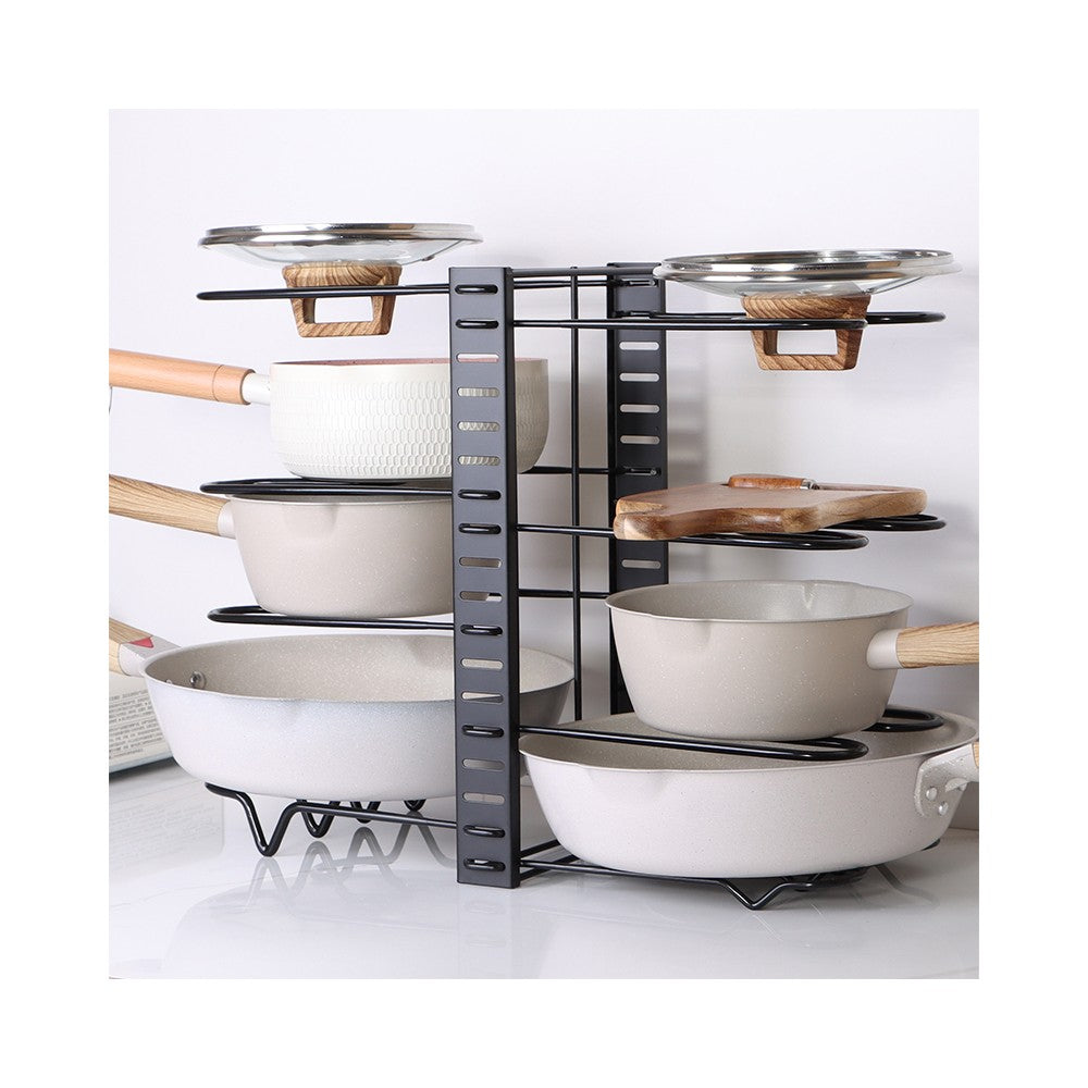 Organizator dublu pentru tigai Livit, metal, negru, 48 x 38 x 20.5 cm