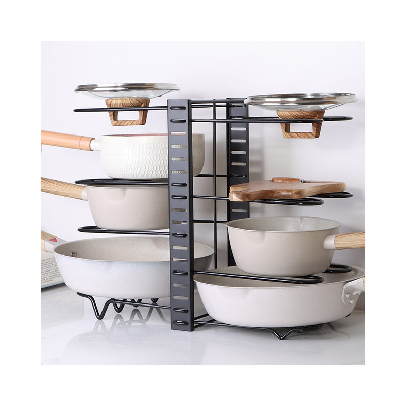 Organizator dublu pentru tigai Livit, metal, negru, 48 x 38 x 20.5 cm