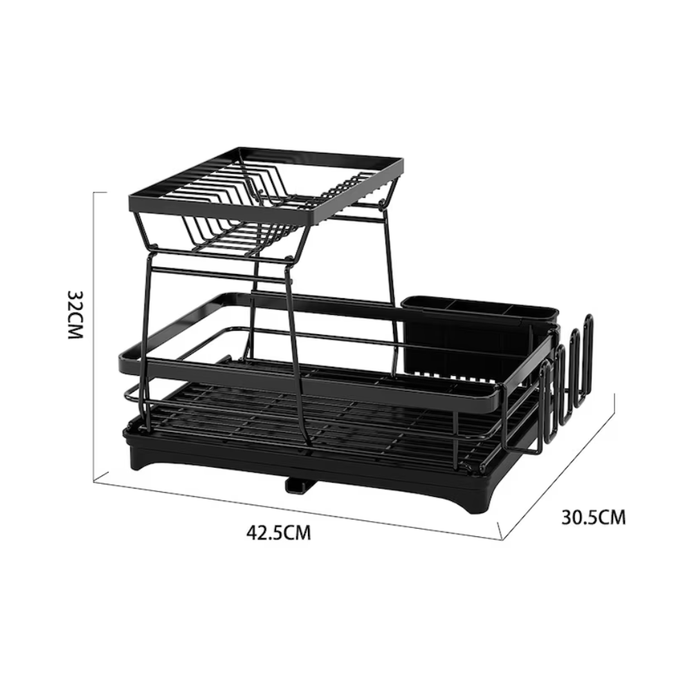 Suport vase Livit, etajat, negru, metalic, 43.5 x 30.5 x 32 cm