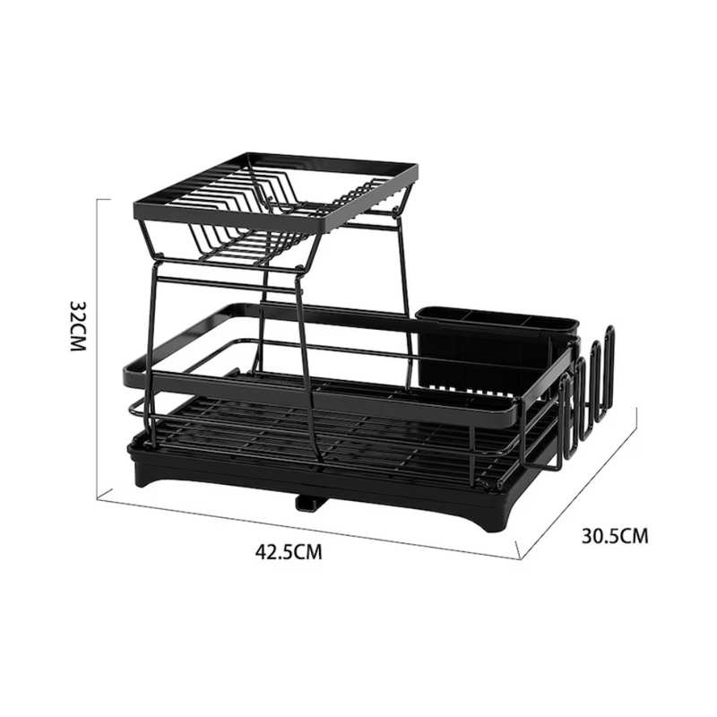 Suport vase Livit, etajat, negru, metalic, 43.5 x 30.5 x 32 cm