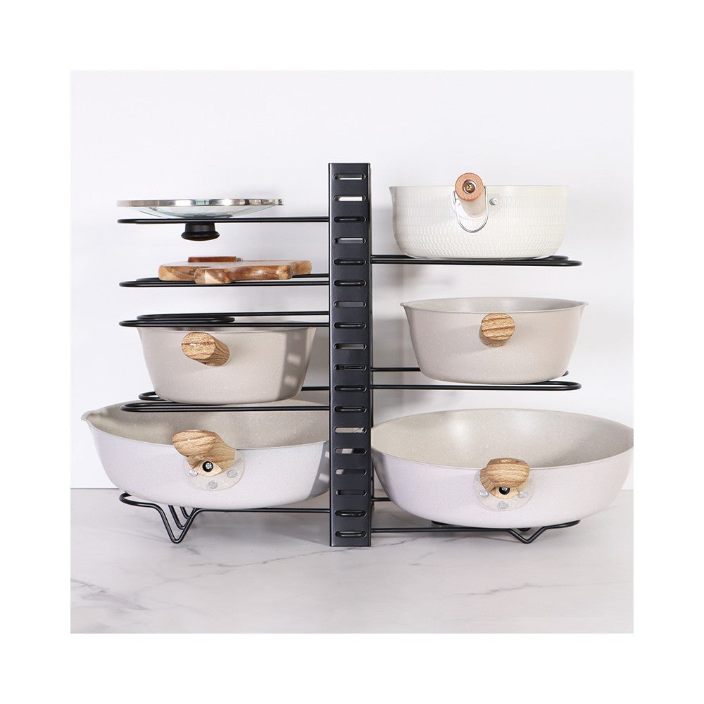 Organizator dublu pentru tigai Livit, metal, negru, 48 x 38 x 20.5 cm