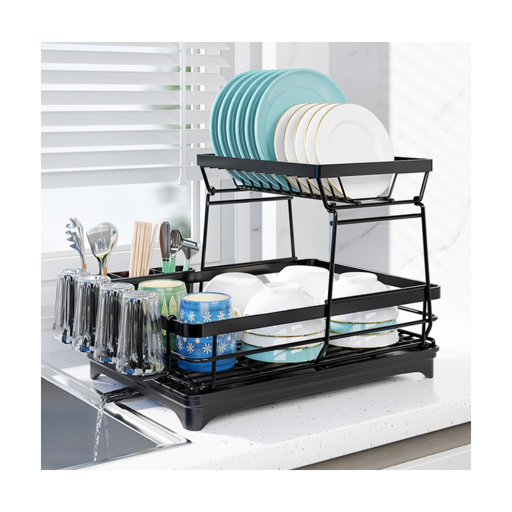 Suport vase Livit, etajat, negru, metalic, 43.5 x 30.5 x 32 cm
