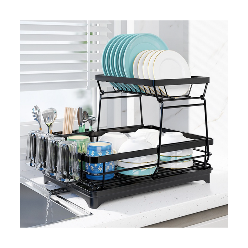 Suport vase Livit, etajat, negru, metalic, 43.5 x 30.5 x 32 cm