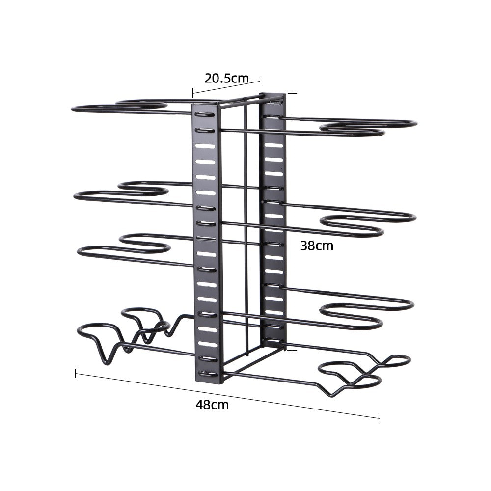 Organizator dublu pentru tigai Livit, metal, negru, 48 x 38 x 20.5 cm