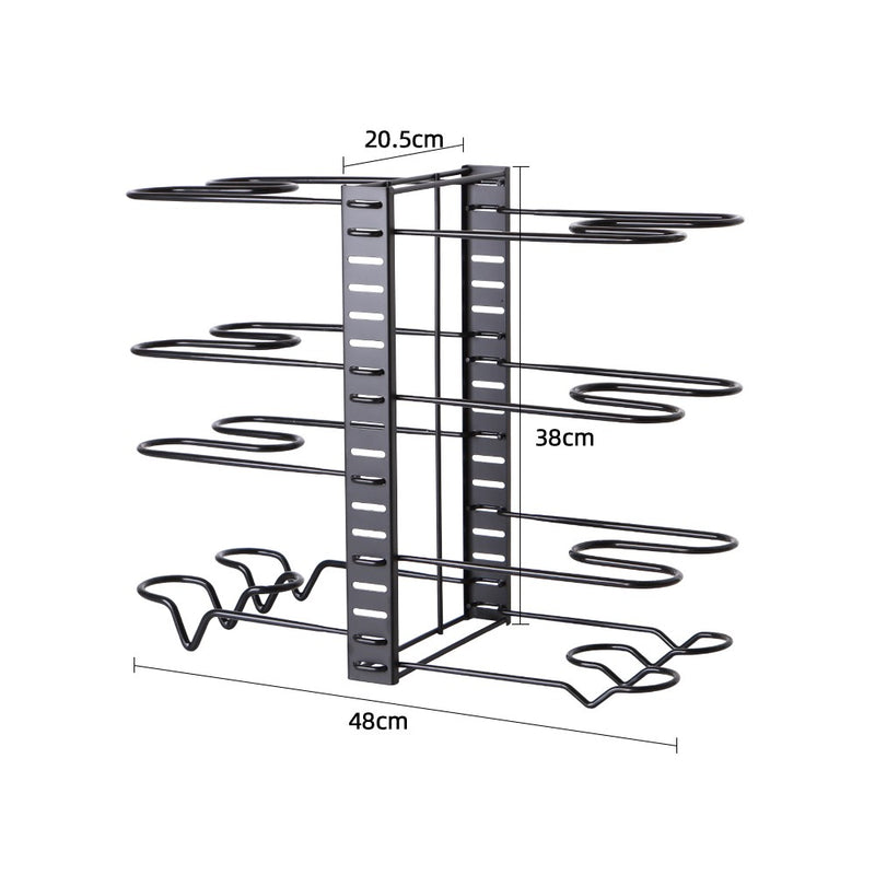 Organizator dublu pentru tigai Livit, metal, negru, 48 x 38 x 20.5 cm