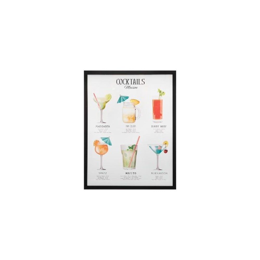 Tablou deco Coctails, geam sticla, rama MDF, 32x42 cm