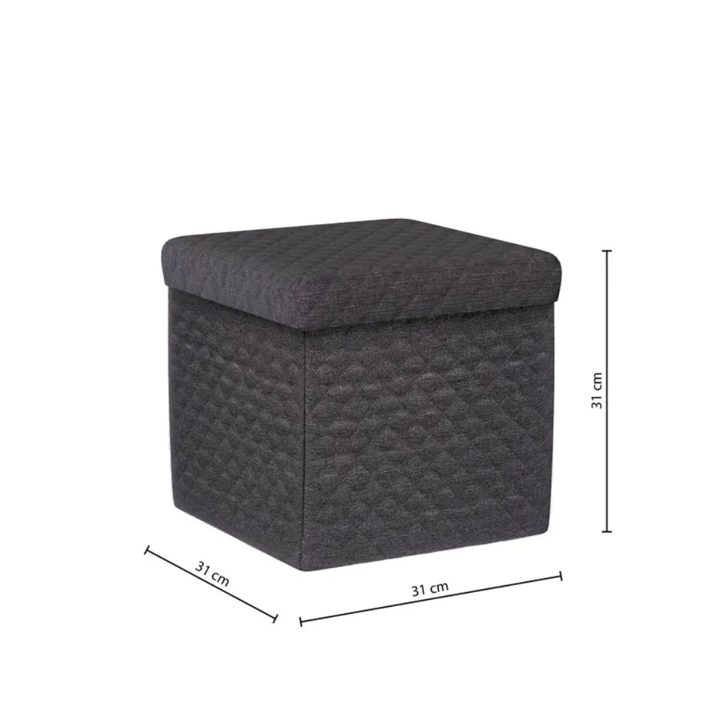 Taburet Pouf, gri, patrat, poliester, 31x31 cm